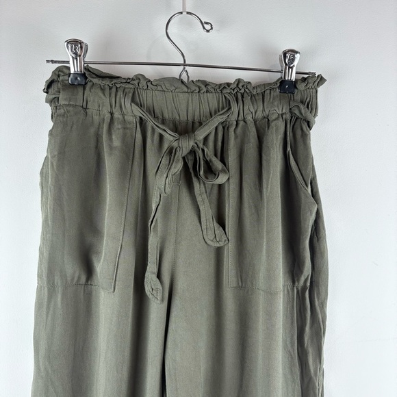Nordstrom Know One Cares Women's Wide Leg  Paperbag Pants Belt Green Small - Picture 4 of 5
